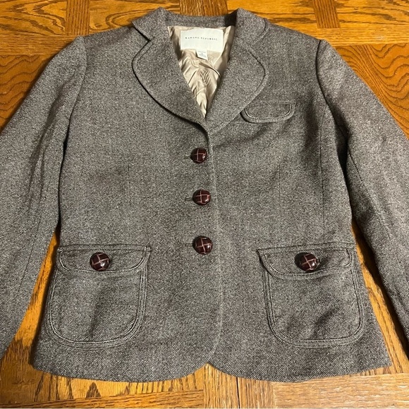Banana Republic Women's Wool Blend Cropped Blazer in Brown Tweed Sz 4 Outlander - Picture 6 of 16